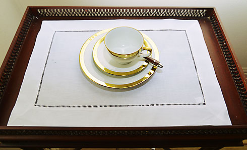 Simple & Plain Placemat. Simple Hemstitch. White. 4 pieces - Click Image to Close